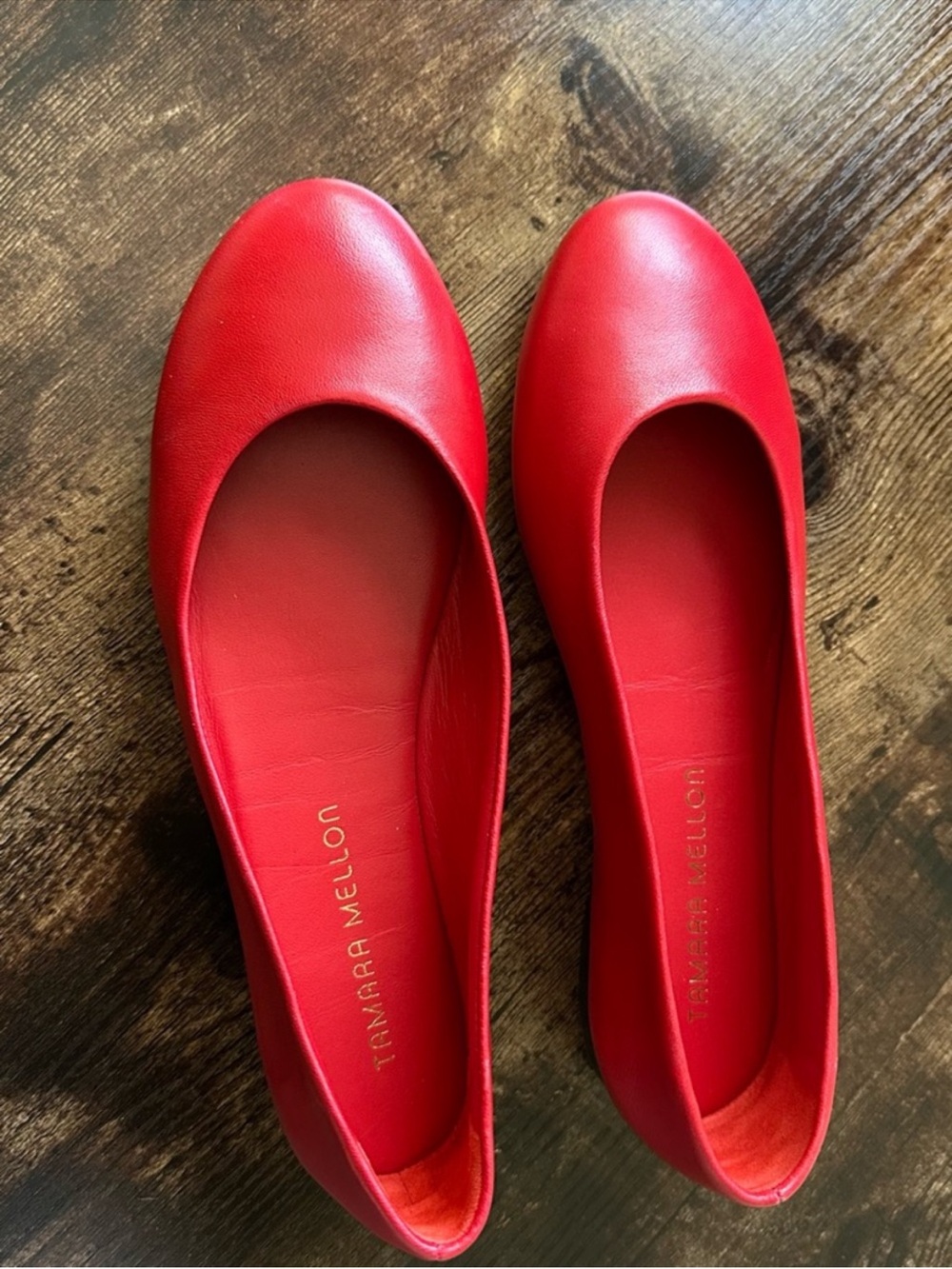 Tamara Mellon Bright Red Leather Flats